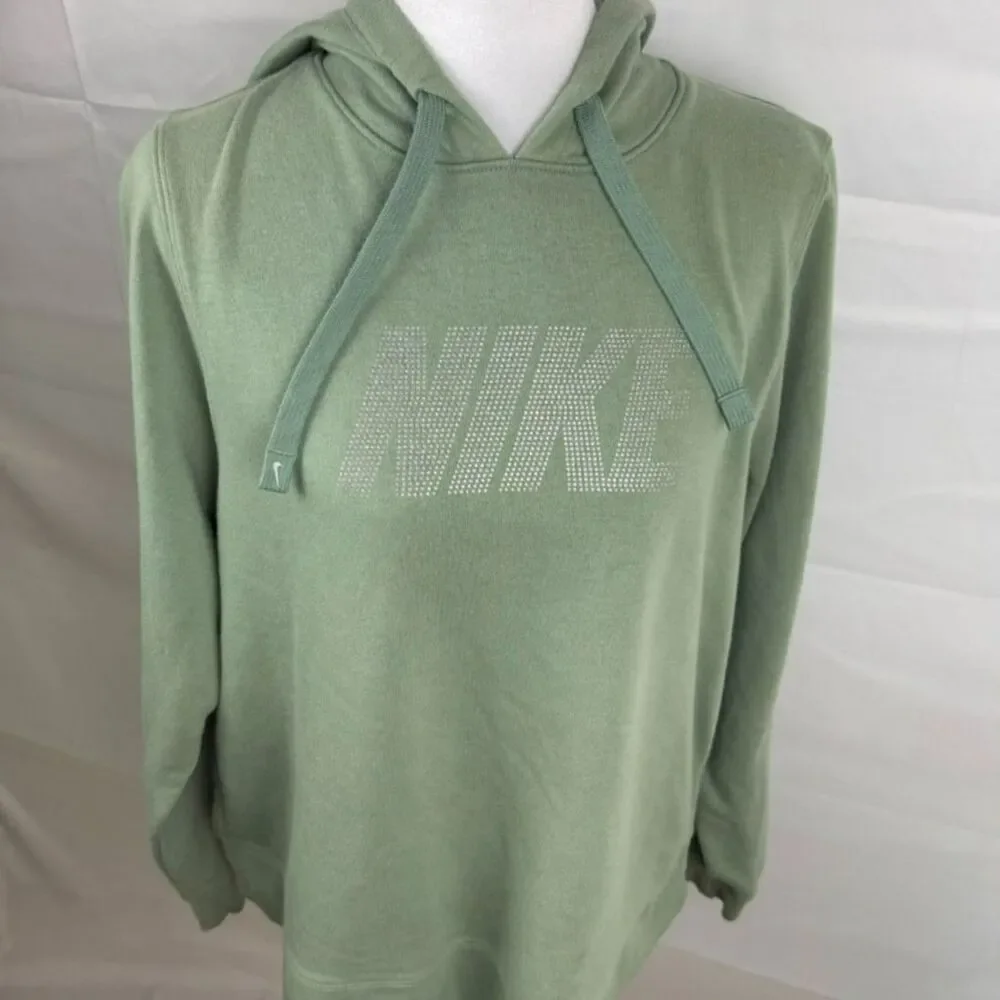 Nike Women's Sage Green Sparkle Logo Hoodie - M